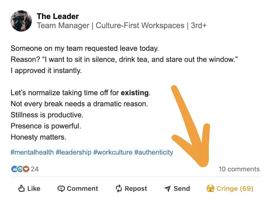 Cringe reaction to LinkedIn posts